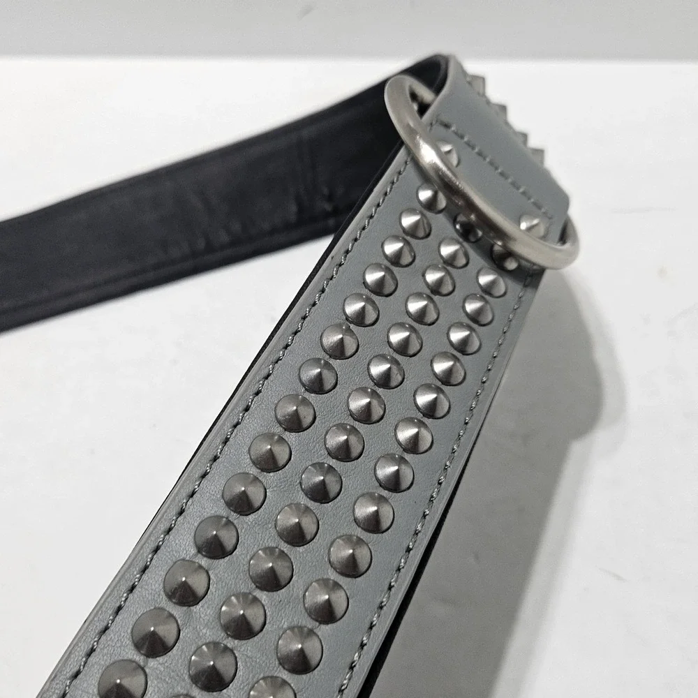 Collar for Big Dog XXL/ XXXL Genuine Leather w/Studs 90-140 lbs 27-32" Gray NWT - Picture 2 of 6